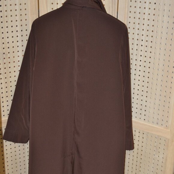 GALLERY Women Brown Water Repellent Two Pocket Trench Coat Size 12 - Picture 8 of 9